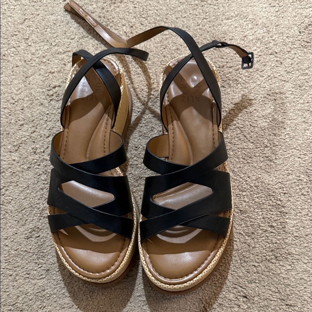 Naturalizer Black and Brown Espadrille Sandals